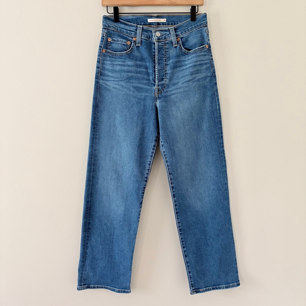Levi's Jeans Ribcage Straight Ankle 28 Blue High Rise Button Fly Denim - Picture 7 of 9